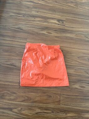 Fashion nova Women's Orange Vinyl Mini Skirt